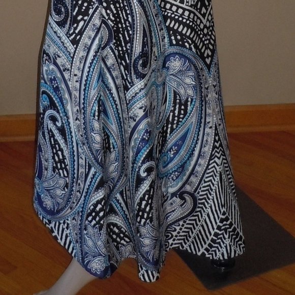 White House Black Market Sleeveless V-Neck Tribal Print HiLo Dress Sz 2 EUC $170 - Picture 10 of 14